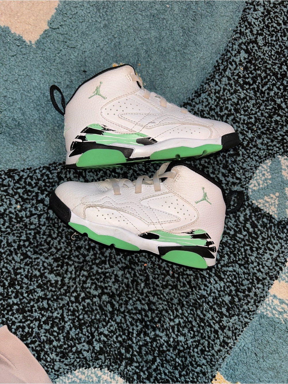 Air Jordan Kids White & Green Retro Sneakers